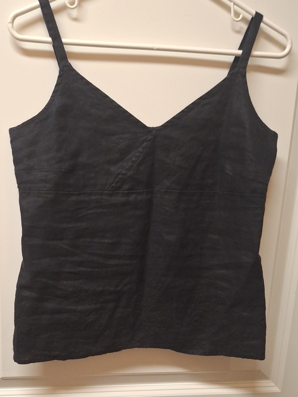 Old Navy Black V-Neck Linen Spaghetti Strap Camisole